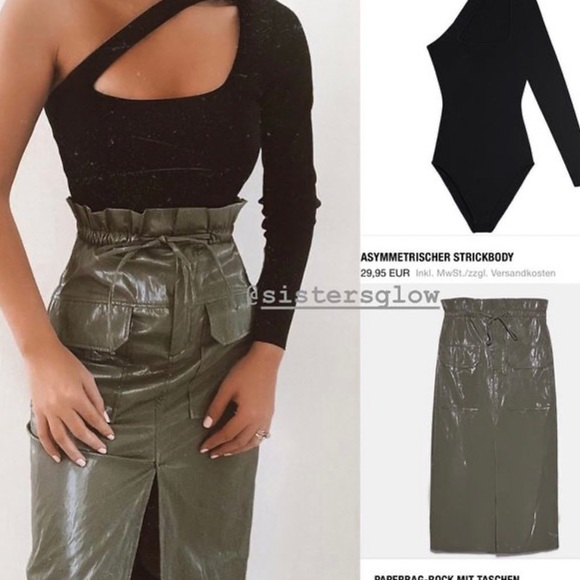 Zara paperbag coated cargo midi skirt BLOGG FAVE!! - Picture 8 of 17